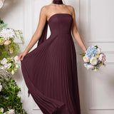 Amélia | Vestido de dama de honor chiffon evasê pregas