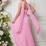 Amélia | Vestido de dama de honor chiffon evasê pregas