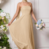 Amélia | Vestido de dama de honor chiffon evasê pregas