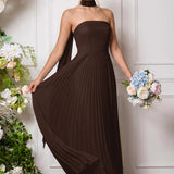 Amélia | Vestido de dama de honor chiffon evasê pregas