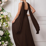 Amélia | Vestido de dama de honor chiffon evasê pregas