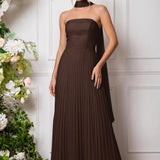 Amélia | Vestido de dama de honor chiffon evasê pregas