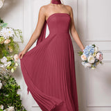 Amélia | Vestido de dama de honor chiffon evasê pregas