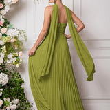 Amélia | Vestido de dama de honor chiffon evasê pregas