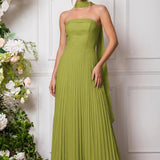 Amélia | Vestido de dama de honor chiffon evasê pregas