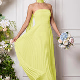 Amélia | Vestido de dama de honor chiffon evasê pregas
