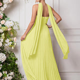 Amélia | Vestido de dama de honor chiffon evasê pregas