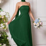 Amélia | Vestido de dama de honor chiffon evasê pregas