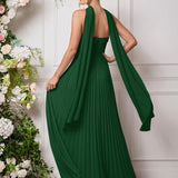 Amélia | Vestido de dama de honor chiffon evasê pregas