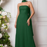 Amélia | Vestido de dama de honor chiffon evasê pregas