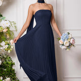 Amélia | Vestido de dama de honor chiffon evasê pregas
