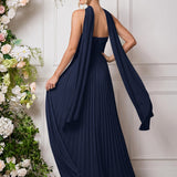 Amélia | Vestido de dama de honor chiffon evasê pregas