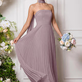 Amélia | Vestido de dama de honor chiffon evasê pregas