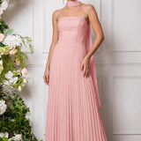 Amélia | Vestido de dama de honor chiffon evasê pregas