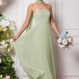 Amélia | Vestido de dama de honor chiffon evasê pregas