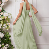 Amélia | Vestido de dama de honor chiffon evasê pregas