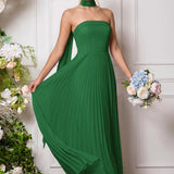 Amélia | Vestido de dama de honor chiffon evasê pregas