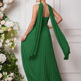 Amélia | Vestido de dama de honor chiffon evasê pregas