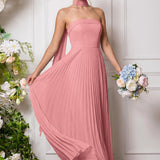 Amélia | Vestido de dama de honor chiffon evasê pregas