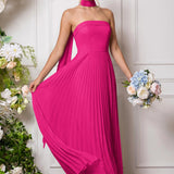 Amélia | Vestido de dama de honor chiffon evasê pregas
