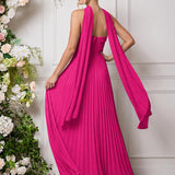 Amélia | Vestido de dama de honor chiffon evasê pregas