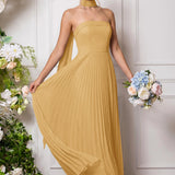 Amélia | Vestido de dama de honor chiffon evasê pregas