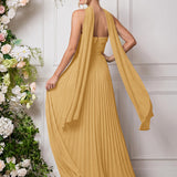 Amélia | Vestido de dama de honor chiffon evasê pregas