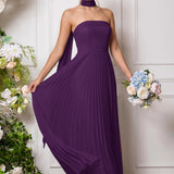 Amélia | Vestido de dama de honor chiffon evasê pregas