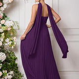 Amélia | Vestido de dama de honor chiffon evasê pregas