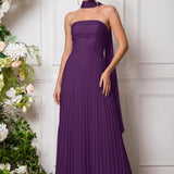 Amélia | Vestido de dama de honor chiffon evasê pregas