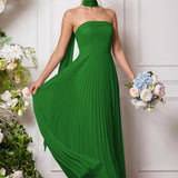 Amélia | Vestido de dama de honor chiffon evasê pregas