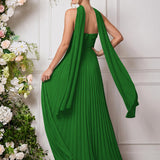 Amélia | Vestido de dama de honor chiffon evasê pregas