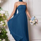 Amélia | Vestido de dama de honor chiffon evasê pregas