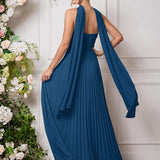 Amélia | Vestido de dama de honor chiffon evasê pregas