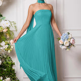 Amélia | Vestido de dama de honor chiffon evasê pregas