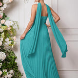 Amélia | Vestido de dama de honor chiffon evasê pregas