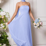 Amélia | Vestido de dama de honor chiffon evasê pregas