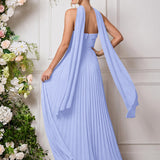 Amélia | Vestido de dama de honor chiffon evasê pregas