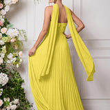 Amélia | Vestido de dama de honor chiffon evasê pregas