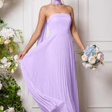 Amélia | Vestido de dama de honor chiffon evasê pregas
