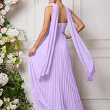 Amélia | Vestido de dama de honor chiffon evasê pregas