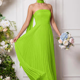 Amélia | Vestido de dama de honor chiffon evasê pregas