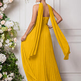 Amélia | Vestido de dama de honor chiffon evasê pregas