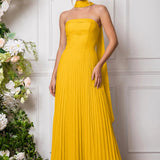 Amélia | Vestido de dama de honor chiffon evasê pregas