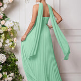Amélia | Vestido de dama de honor chiffon evasê pregas
