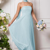 Amélia | Vestido de dama de honor chiffon evasê pregas