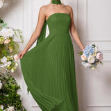 Amélia | Vestido de dama de honor chiffon evasê pregas