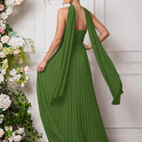 Amélia | Vestido de dama de honor chiffon evasê pregas