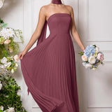 Amélia | Vestido de dama de honor chiffon evasê pregas
