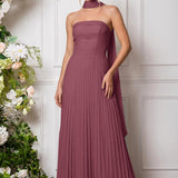 Amélia | Vestido de dama de honor chiffon evasê pregas